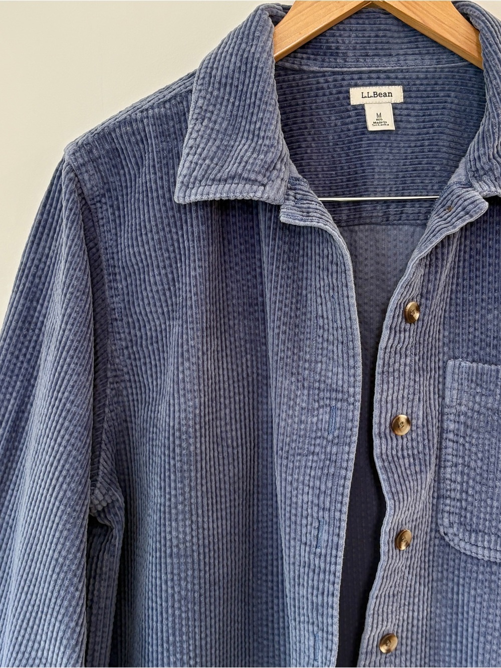 L.L.Bean Corduroy Shirt Jacket Womens Sz M Blue Button Front Shacket Cotton - Picture 3 of 7